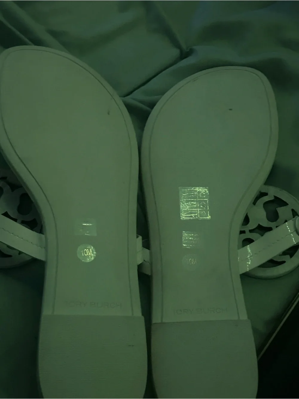 Tory Burch White Patent Miller Logo Thong Sandals